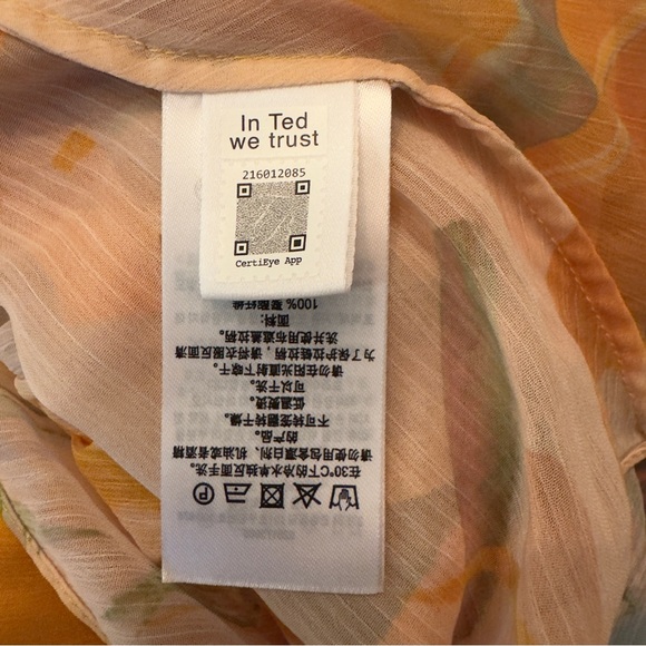 Ted Baker Darcila Floral Peplum Top Size 4 (US 10) Yellow Puff Sleeve - Picture 8 of 9